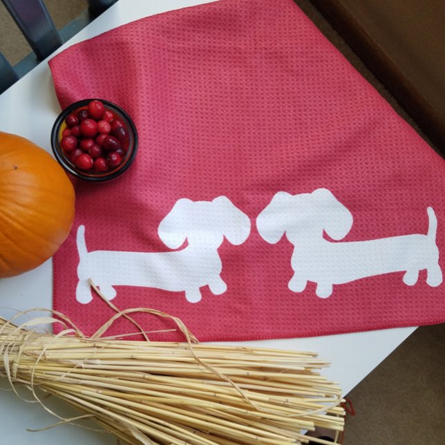 Dachshund Kitchen Dish Toalla Waffle (Wiener dog dish towel gift - useful and cute gift for a dachshund mom or a doxie dad)