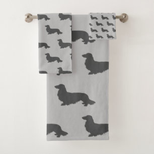 Dachshund Larga Cabello Gris El Baño Decorado Con