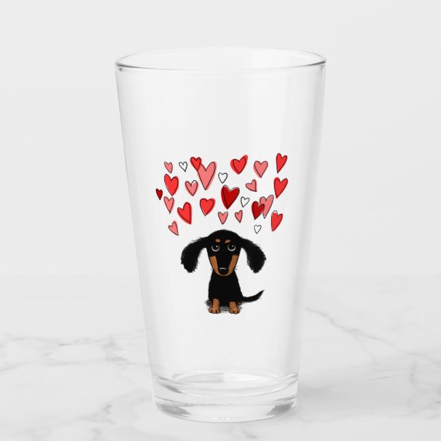 Dachshund lindo con los corazones de San Valentín  (Anverso)