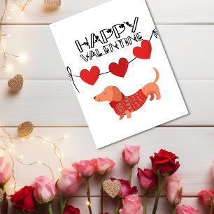 Dachshund lindo con pancarta de corazón Feliz San 