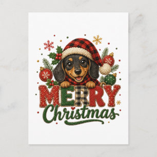 Dachshund lindo Feliz Navidad