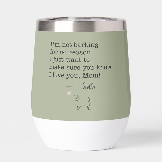 Dachshund Love Message Personalized Sage Green (Trasero)