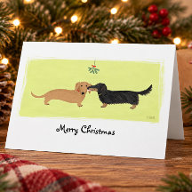 Dachshund Navidad Muérdago Beso Amor Perros Navida