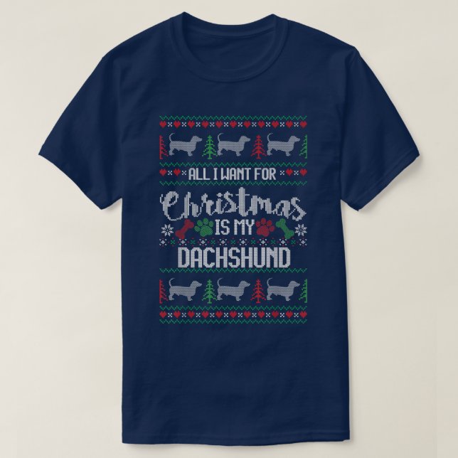 Dachshund Navidades feos suéter  (Diseño del anverso)