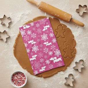 Dachshund Navidades Magenta Dish Toalla