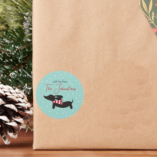 Dachshund Navidades personalizados etiqueta de reg (Personalized dachshund gift tags and stickers)