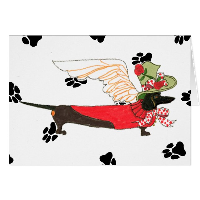 Dachshund negro "hueso Mot " de los ángeles de (Anverso (Horizontal))