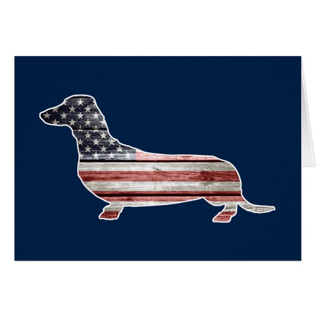 Dachshund patriótico con la bandera americana (Anverso (Horizontal))