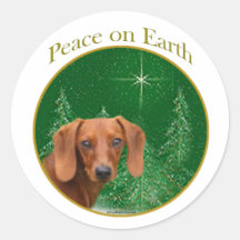Dachshund Peace on Earth - Pegatina