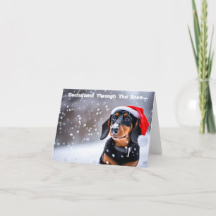 Dachshund Por La Nieve... Tarjeta de navidad
