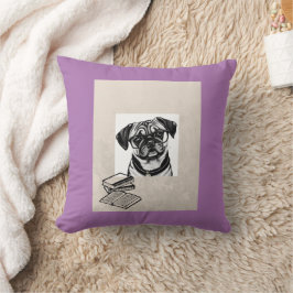 Dachshund Pug con lentes Cojín decorativo de lectu