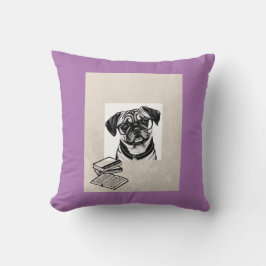 Dachshund Pug con lentes Cojín decorativo de lectu