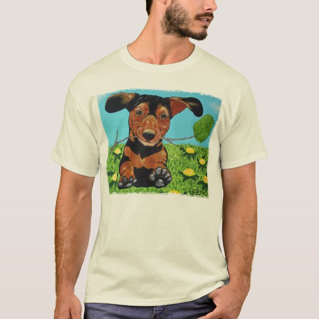 Dachshund que funciona con a usted la camiseta (Anverso)