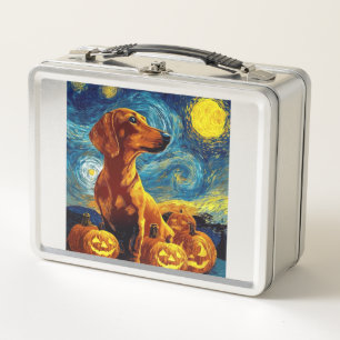 Dachshund Rojo de la noche estrellada de van gogh