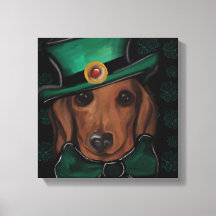 Dachshund Rojo Impresión en Lienzo