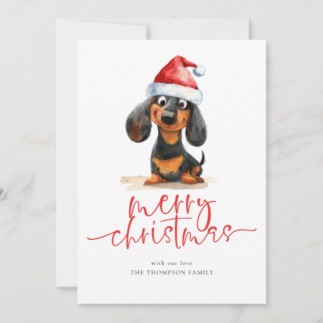 Dachshund Santa Hat 2026 Calendario Feliz Navidad (Anverso)