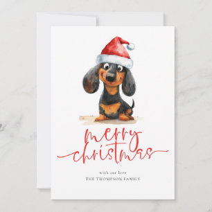 Dachshund Santa Hat 2026 Calendario Feliz Navidad
