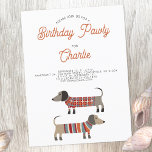 Dachshund Sausage Dog Birthday Pawty Invitación<br><div class="desc">Con un divertido diseño Dachshund Wiener o Sausage Dog que es perfecto para la celebración de cumpleaños de un amante de los animales. Puede realizar fácilmente el personalizar de la invitación a su gusto cambiando el texto. Arte original de Nic Squirrell.</div>
