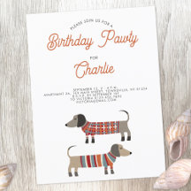 Dachshund Sausage Dog Birthday Pawty Invitación