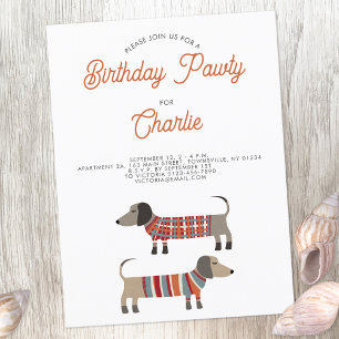 Dachshund Sausage Dog Birthday Pawty Invitación