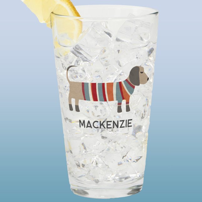 Dachshund Sausage Wiener Dog Personalizado (Dachshund Sausage or Wiener dog personalized drink or beer glass)