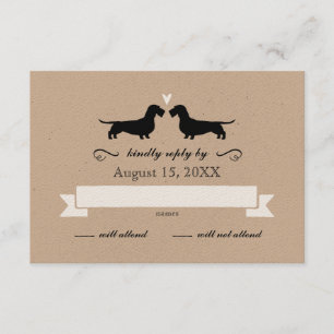 Dachshund Silhouettes (Alambre Haired) Boda RSVP