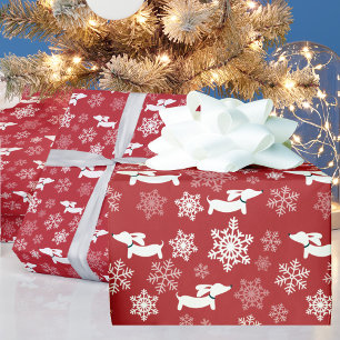 Dachshund Snowflakes Navidades de papel envuelto r