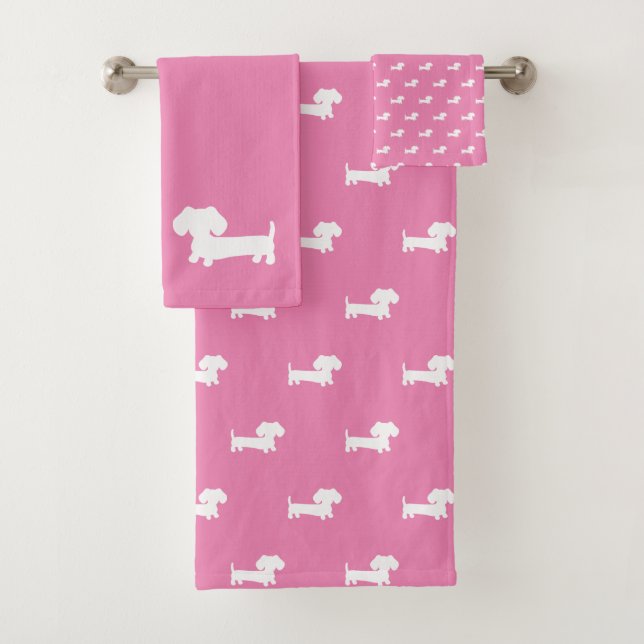 Dachshund Toalla de baño de 3 piezas Set Light Pin (In situ)