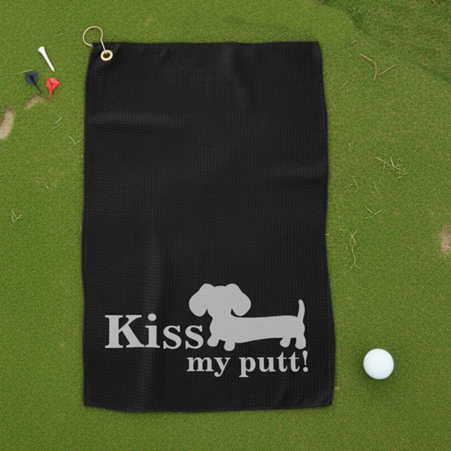 Dachshund Toalla de Golf Besa Gracioso Mi Perro Pu (kiss my putt dachshund golf towel accessory)