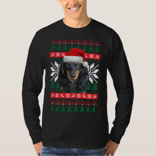 Dachshund Ugly Navidades Sweater Style Santa Hat D
