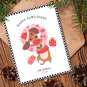 Dachshund Wiener divertido en Navidad