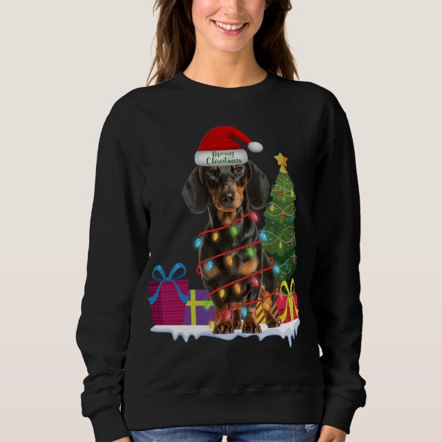 dachshund wiener perro navidades feas suéter (Anverso)