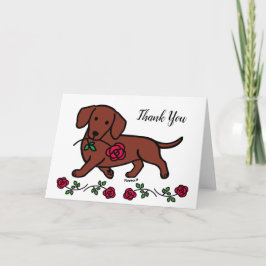 Dachshund y una tarjeta de agradecimiento de un Ro
