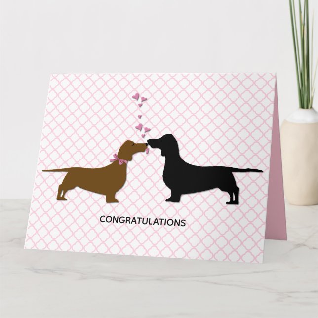 Dachshunds cariñosos que casan la tarjeta de (Anverso)