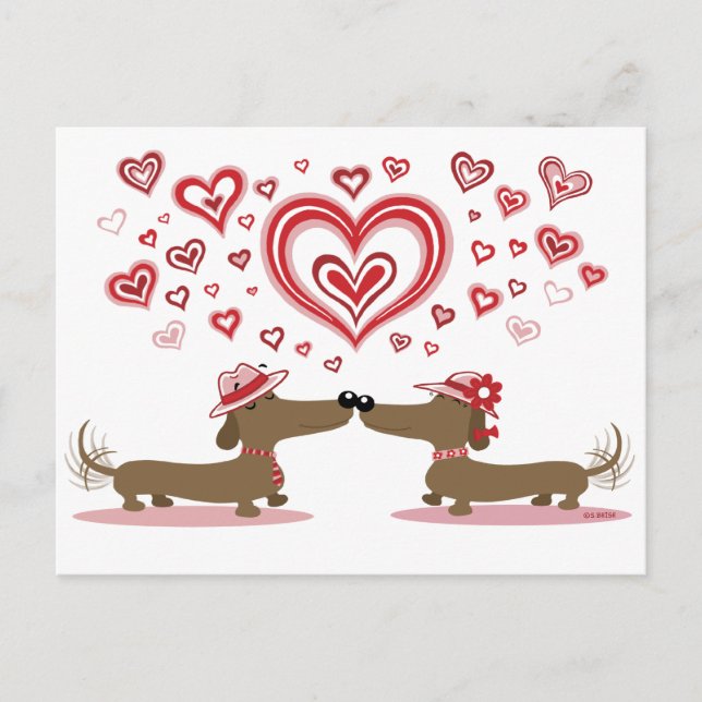 Dachshunds de la tarjeta del día de San Valentín (Anverso)