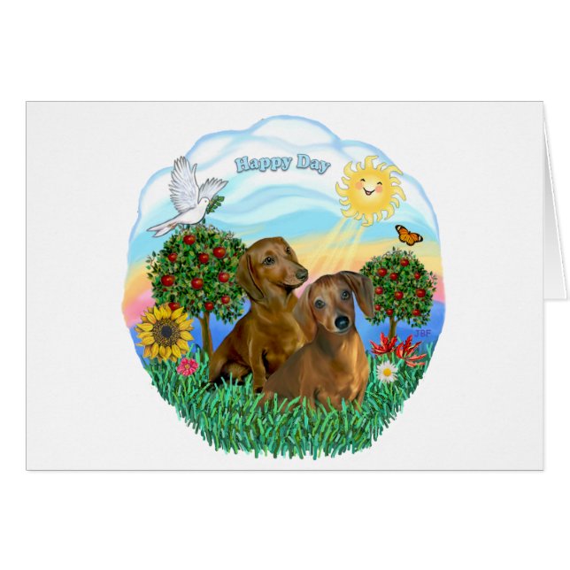 Dachshunds (dos rojos o marrones) (Anverso (Horizontal))