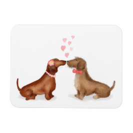 Dachshunds en el imán del refrigerador del amor (c