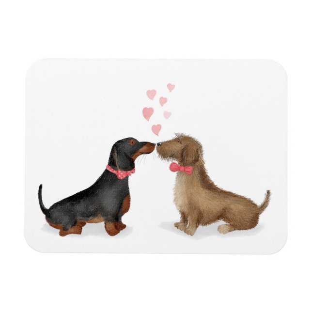 Dachshunds en el imán del refrigerador del amor (d (Horizontal)