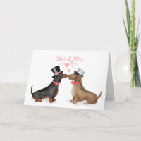 Dachshunds en tarjeta de boda de amor (niño/niño)