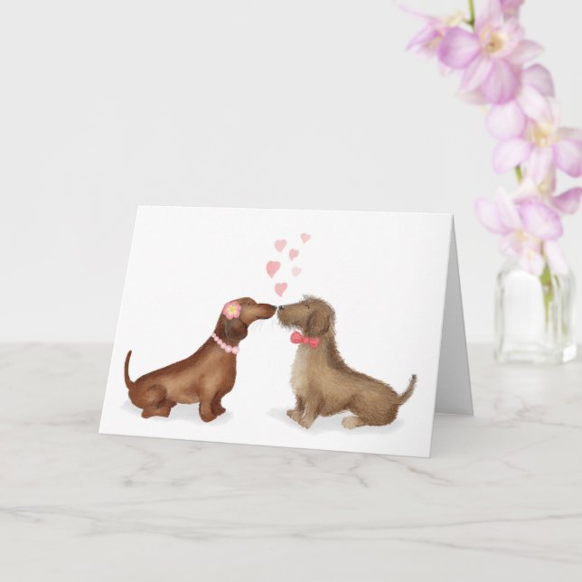 Dachshunds enamorados tarjeta de San Valentín (chi (Orquídea)