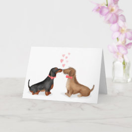 Dachshunds enamorados tarjeta de San Valentín (dos