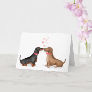 Dachshunds enamorados tarjeta de San Valentín (dos