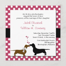 Dachshunds lindos que casan la invitación