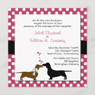 Dachshunds lindos que casan la invitación
