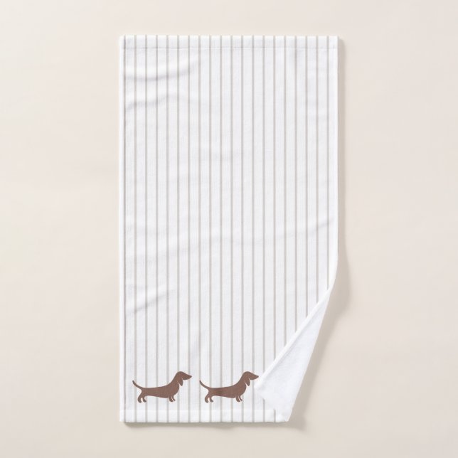 Dachshunds marrones en rayas beiges (Toalla de mano)