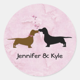 Dachshunds Pegatinas de boda personalizados