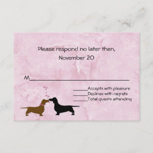 Dachshunds Personalizado Boda Rosa RSVP