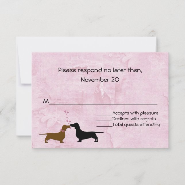 Dachshunds Personalizado Boda Rosa RSVP (Anverso)