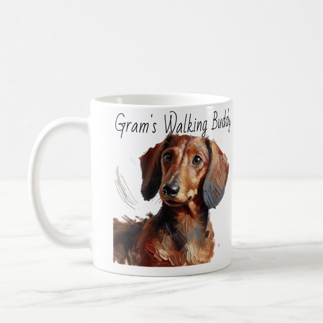 Dachshunds/ taza de café moderno de Gram Walking B (Izquierda)