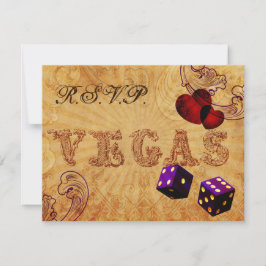 dados púrpura Vintage Vegas boda rsvp